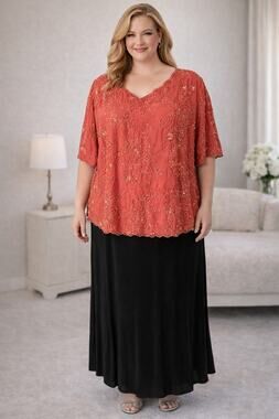 Roaman's beaded sequin coral blouse Plus 20w Cruise wear